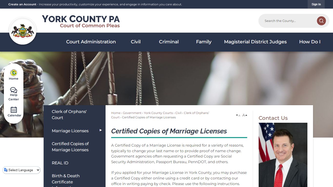 Certified Copies of Marriage Licenses | York County, PA