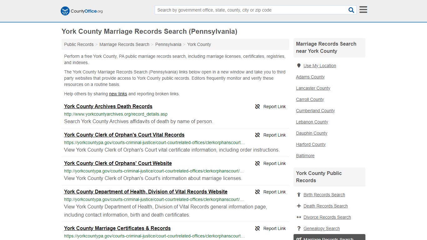 Marriage Records Search - York County, PA (Marriage Licenses ...